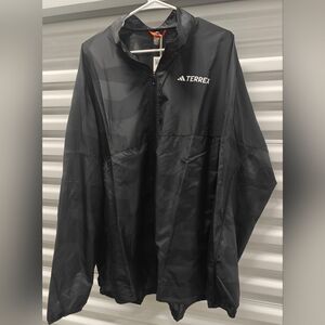 adidas Terrex Wind Jacket Mens 2XL Black Carbon Printed Trail Running Lightweigh